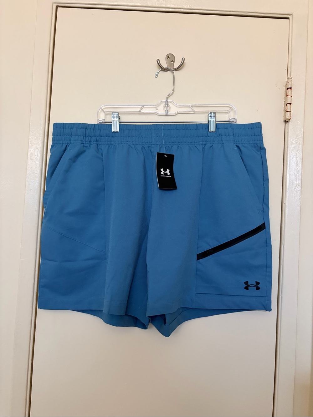 Under Armour Men’s Light Blue Athletic Shorts with Black Accents